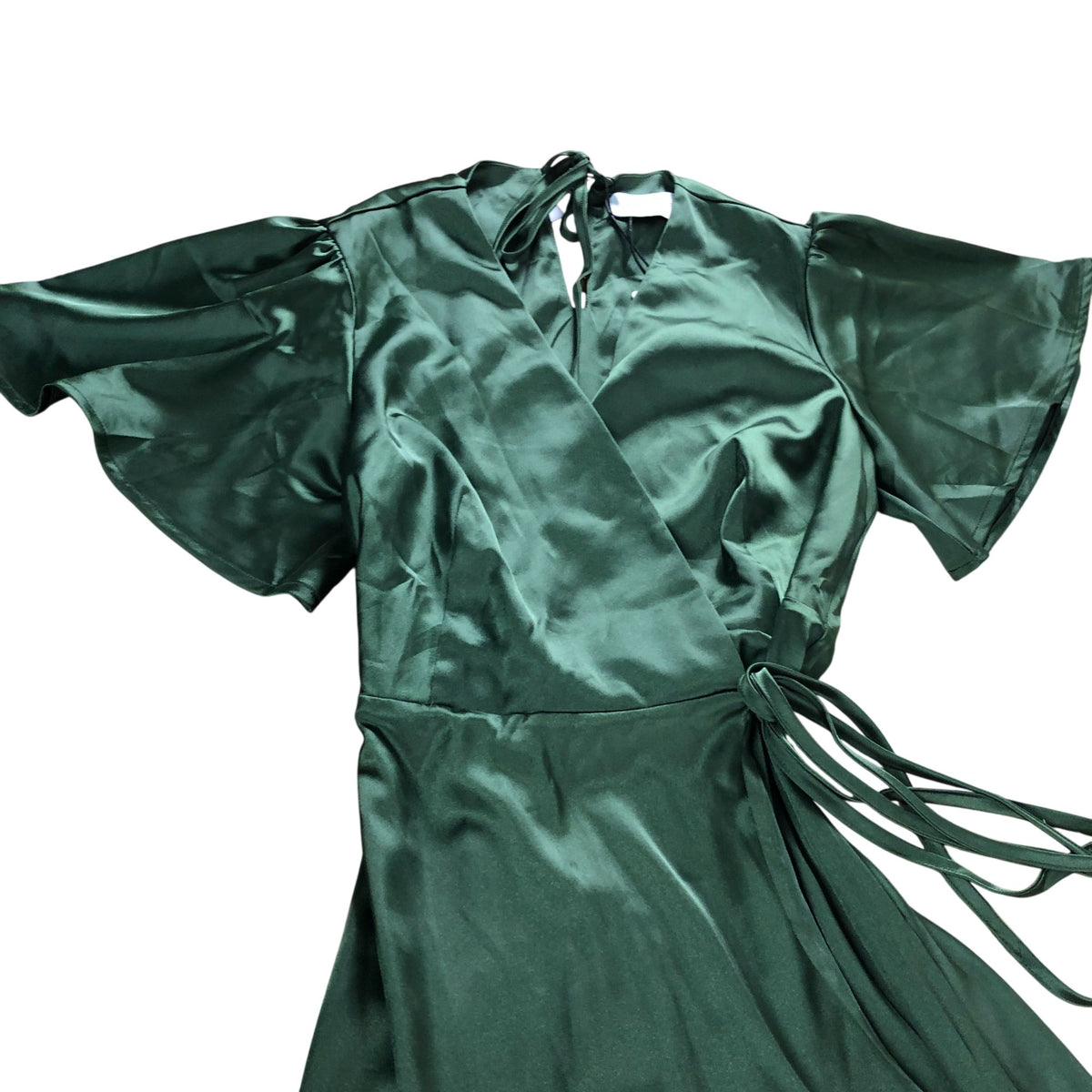 Rewritten Florence Waterfall Dress Size 8 Women's Olive Green Satin Long Dress
