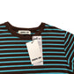 General Idea Striped T-Shirt M Cropped Casual Brown & Blue Cotton Short Sleeve