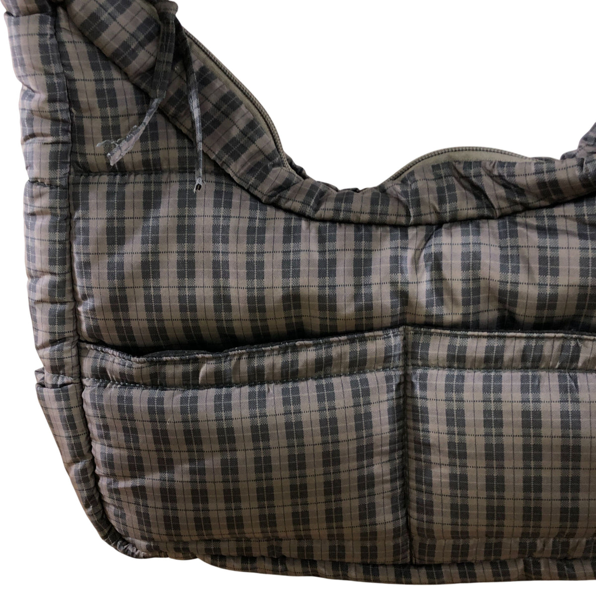 Padded Checked Shoulder Bag Grey Women's