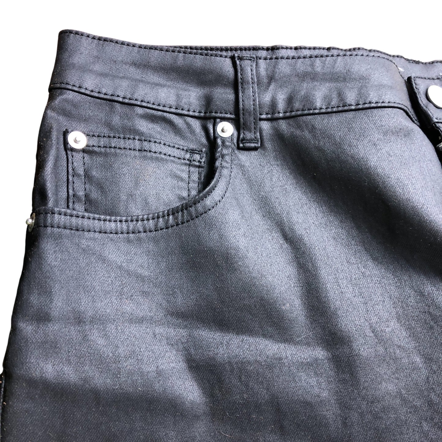 Branded Black Coated Barrel Jeans - Size 18S