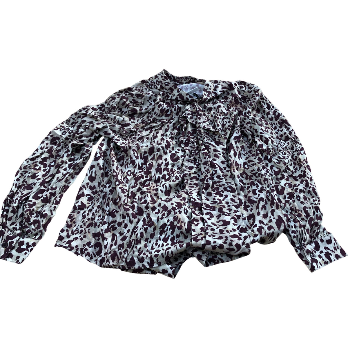 Baukjen Animal Print Blouse Size UK8 Women's Long Sleeve Viscose Top