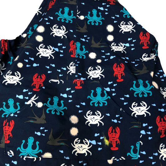 Kids Waterproof Overalls Age 3-4 Years Blue Crab Octopus Design