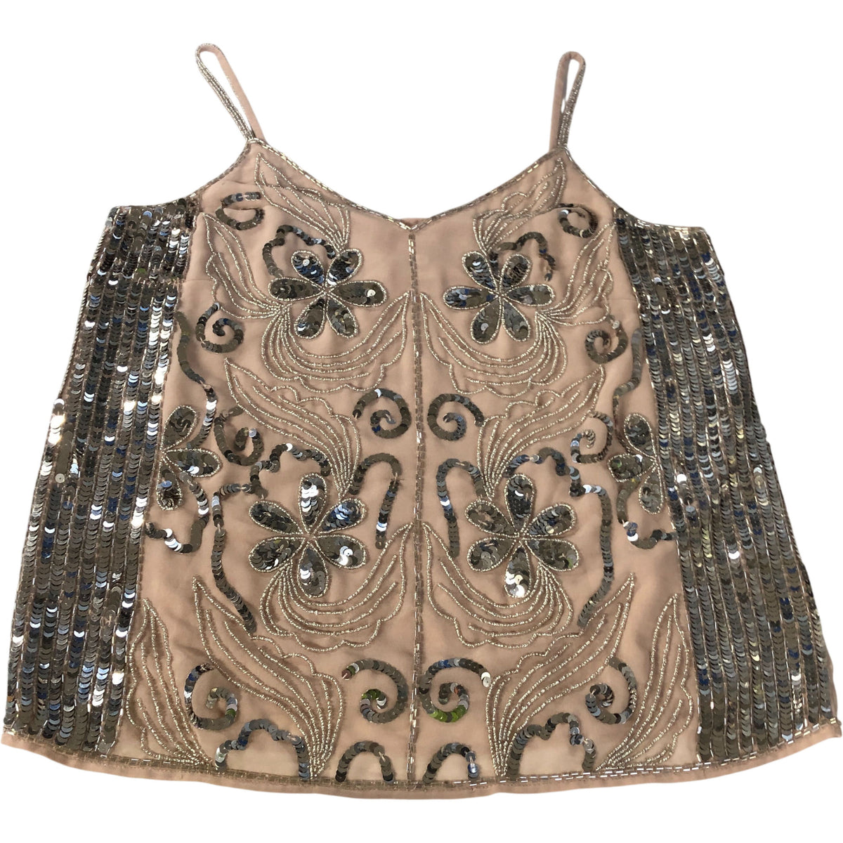 River Island Beaded Cami Top UK12 Women's Pink Floral Embellished Sleeveless