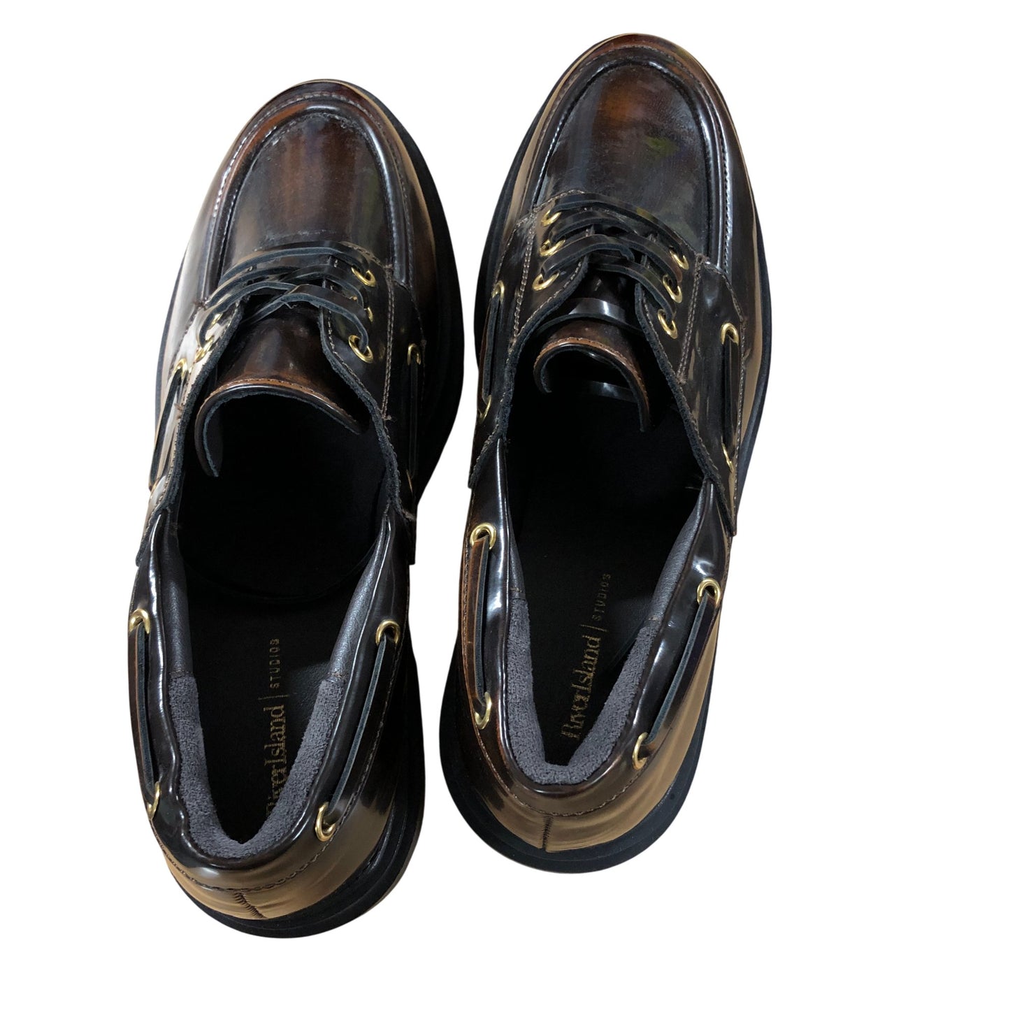 River Island Brown Chunky Brogues UK8 Women's Lace Up Synthetic Shoes