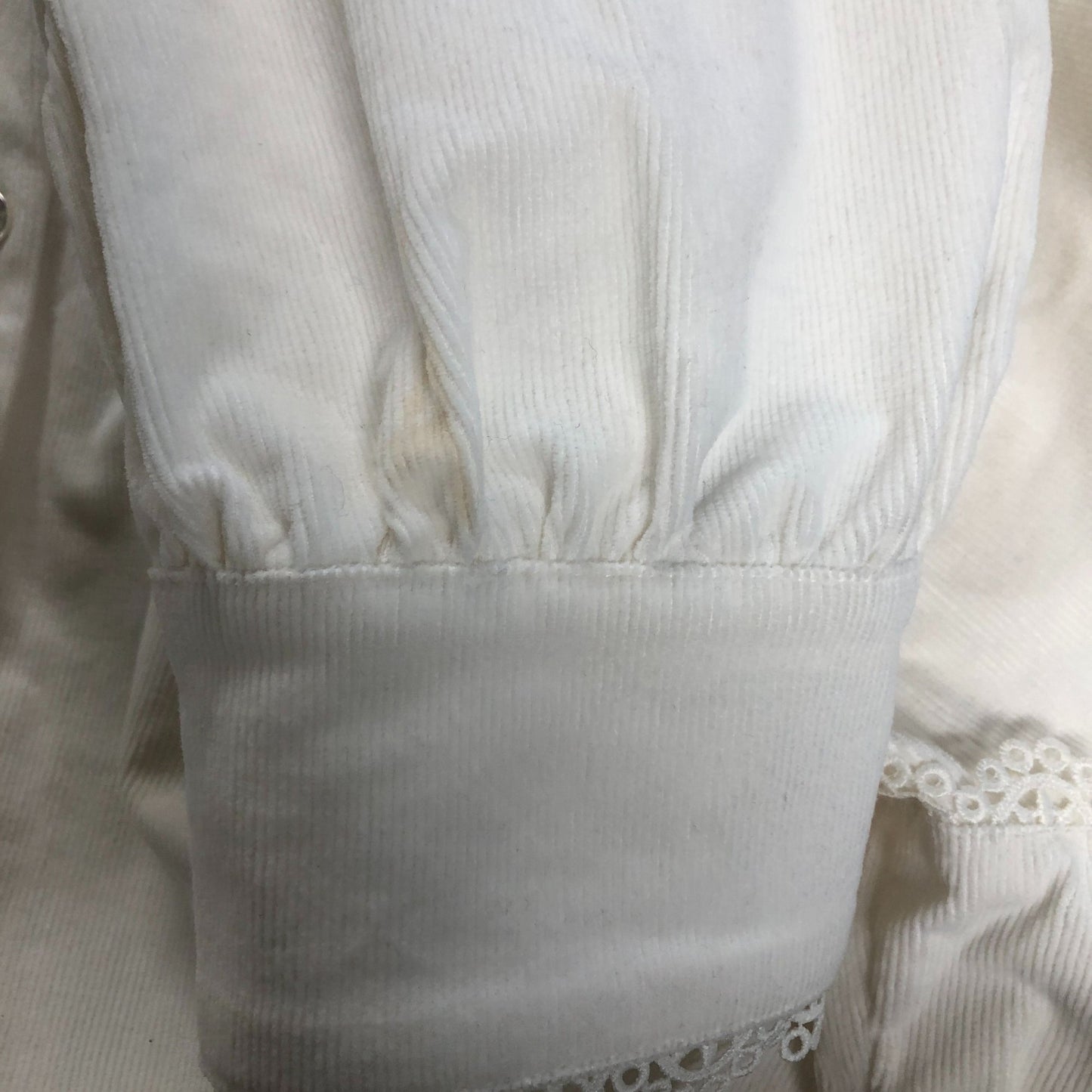 Blouse Women's White Long Sleeve Cotton Blend Button Detail Large