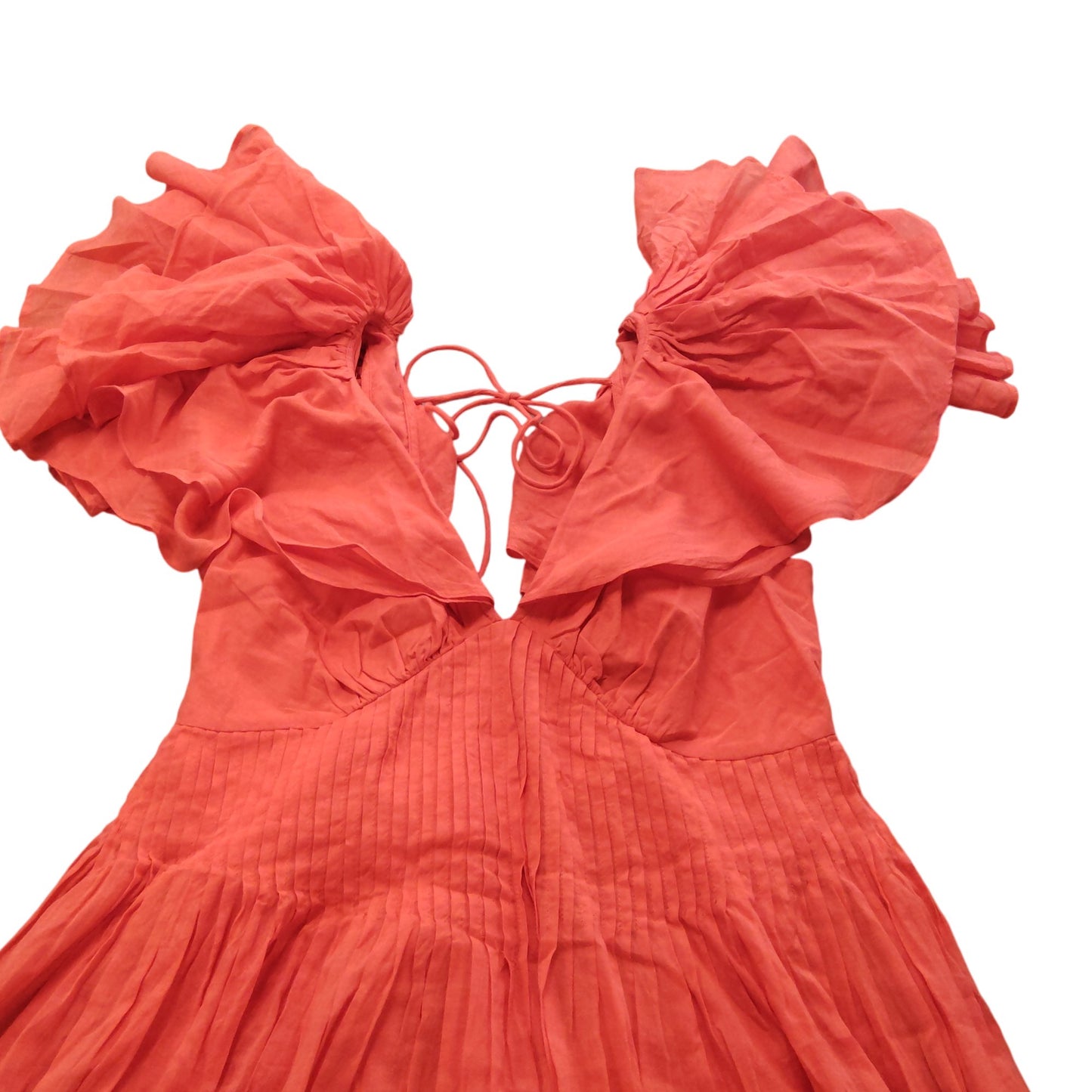 River Island UK10 Women's Orange Puff Sleeve Maxi Dress Boho Style Summer