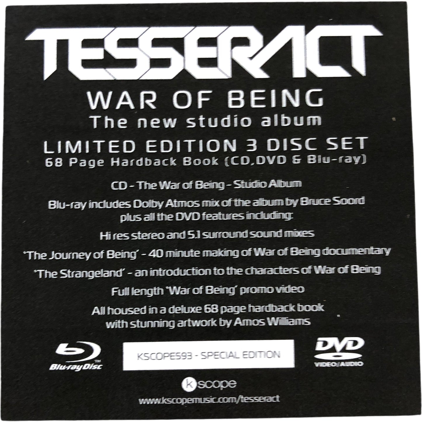 TESSERACT War Of Being Limited Edition 3 Disc Set CD DVD Blu Ray Hardback Book