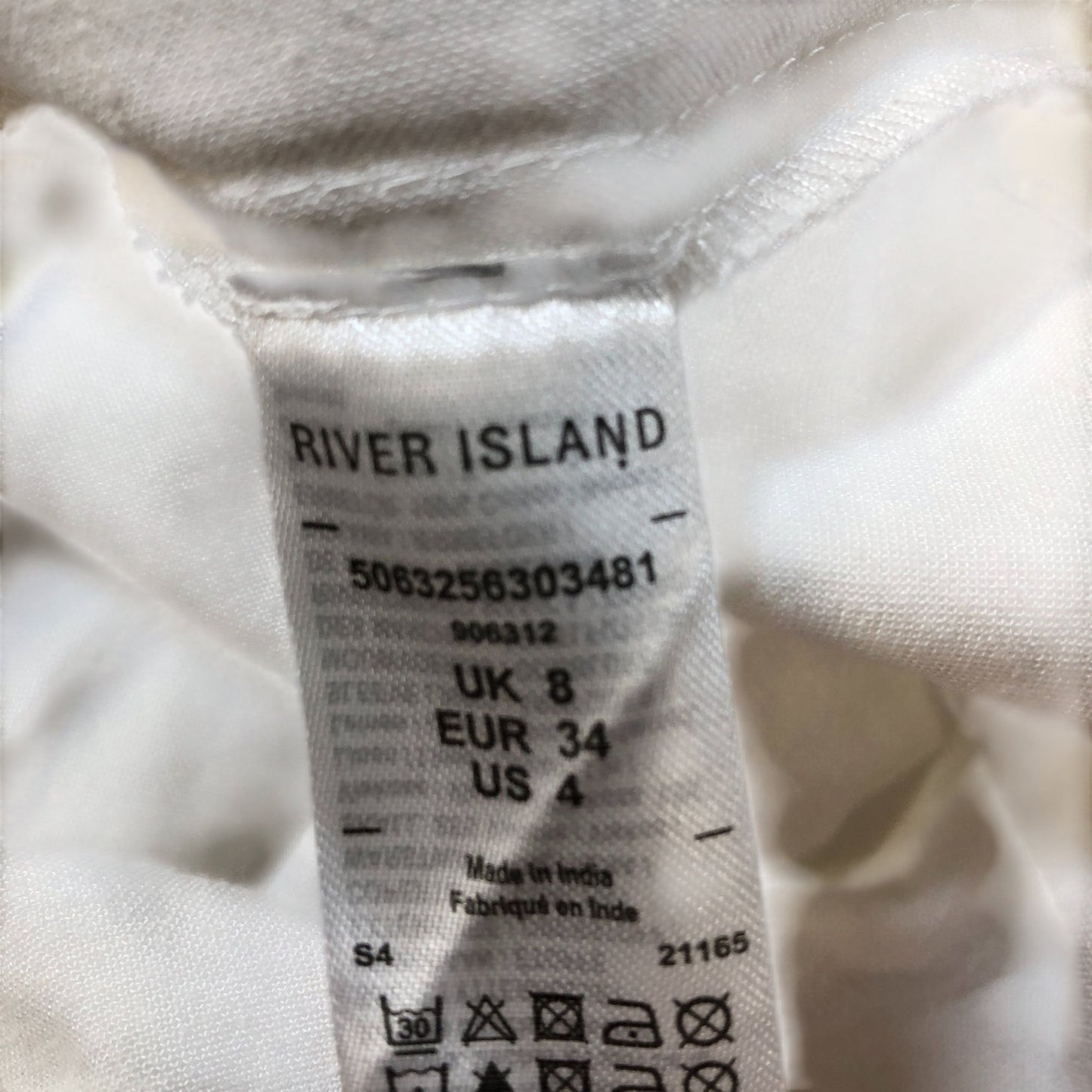 River Island UK8 Women's Cream Puff Sleeve Blouse Lightweight Cotton Top