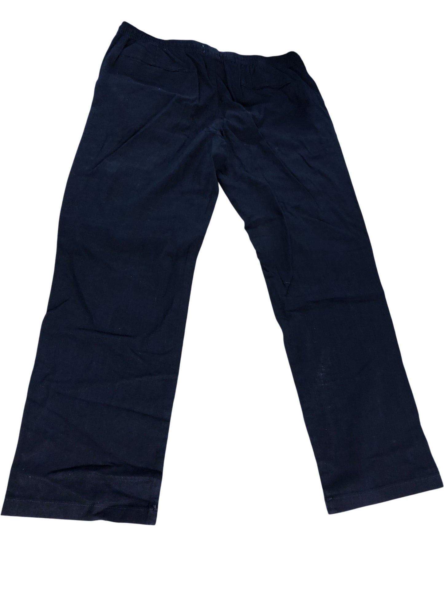 ONFIRE Trousers UK36 Men's Navy Linen Cotton Pull On Elastic Waist