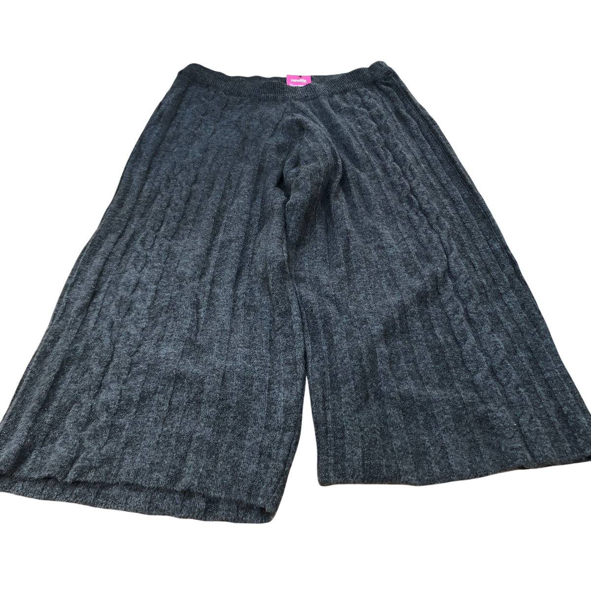 Extra Large Women's Wide Leg Trousers Grey Ribbed Knit Style Size 16