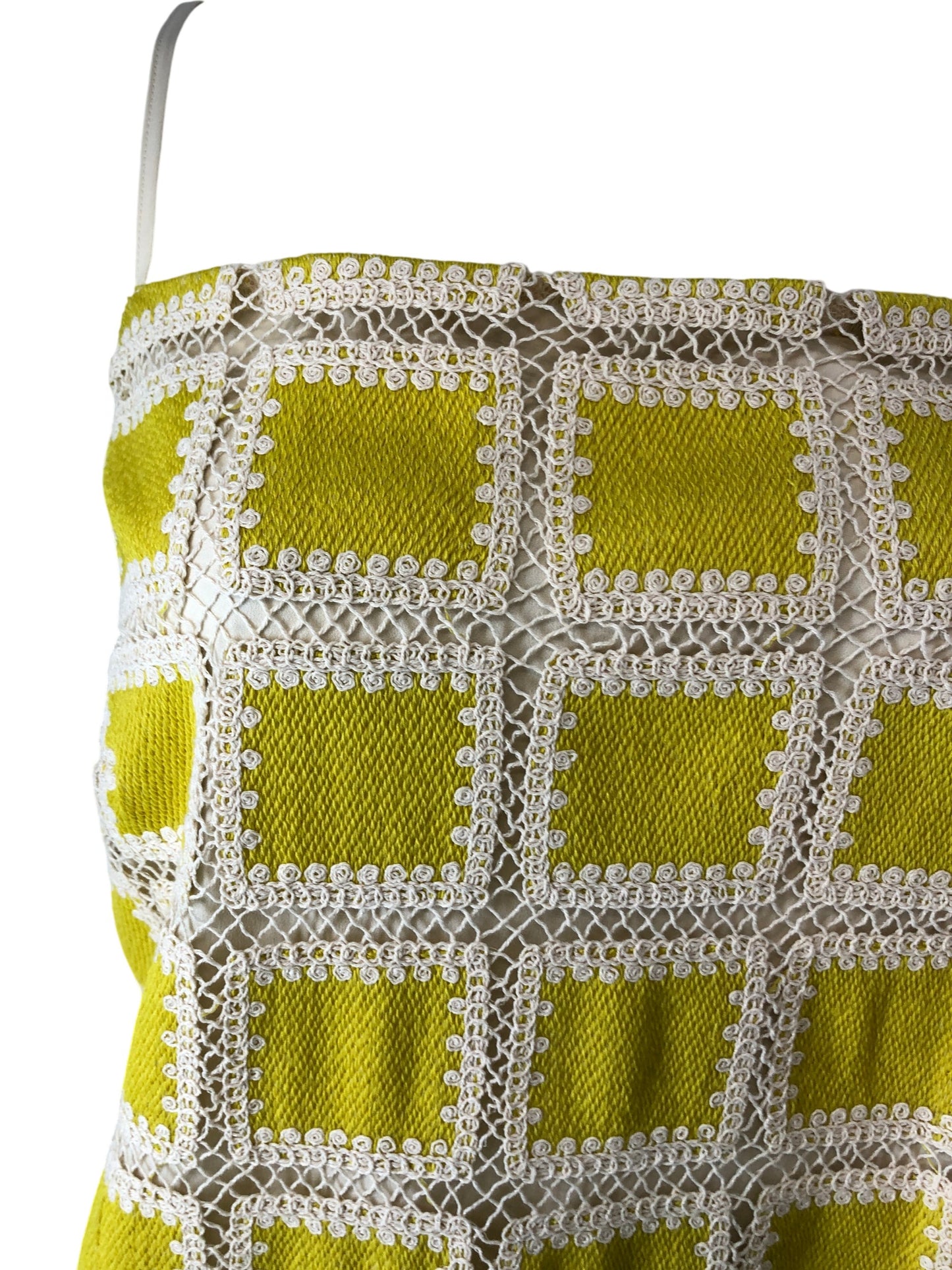 River Island UK18 Women's Yellow Crochet Mini Dress Spaghetti Straps Casual