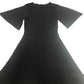 Black Ribbed Flared Dress Women's Short Sleeve Casual XS