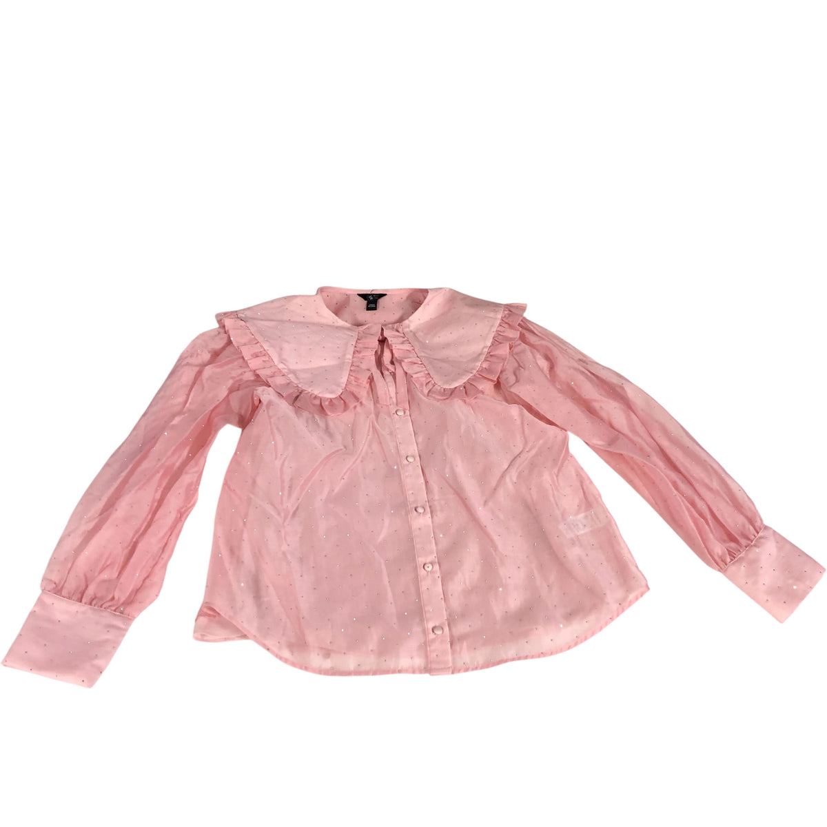 River Island Women's Pink Diamante Ruffled Blouse UK12