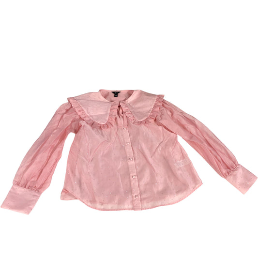 River Island Women's Pink Diamante Ruffled Blouse UK12