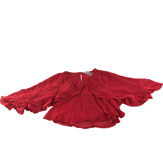 River Island UK12 Red Flowy Blouse Women's Polyester Oversized Top