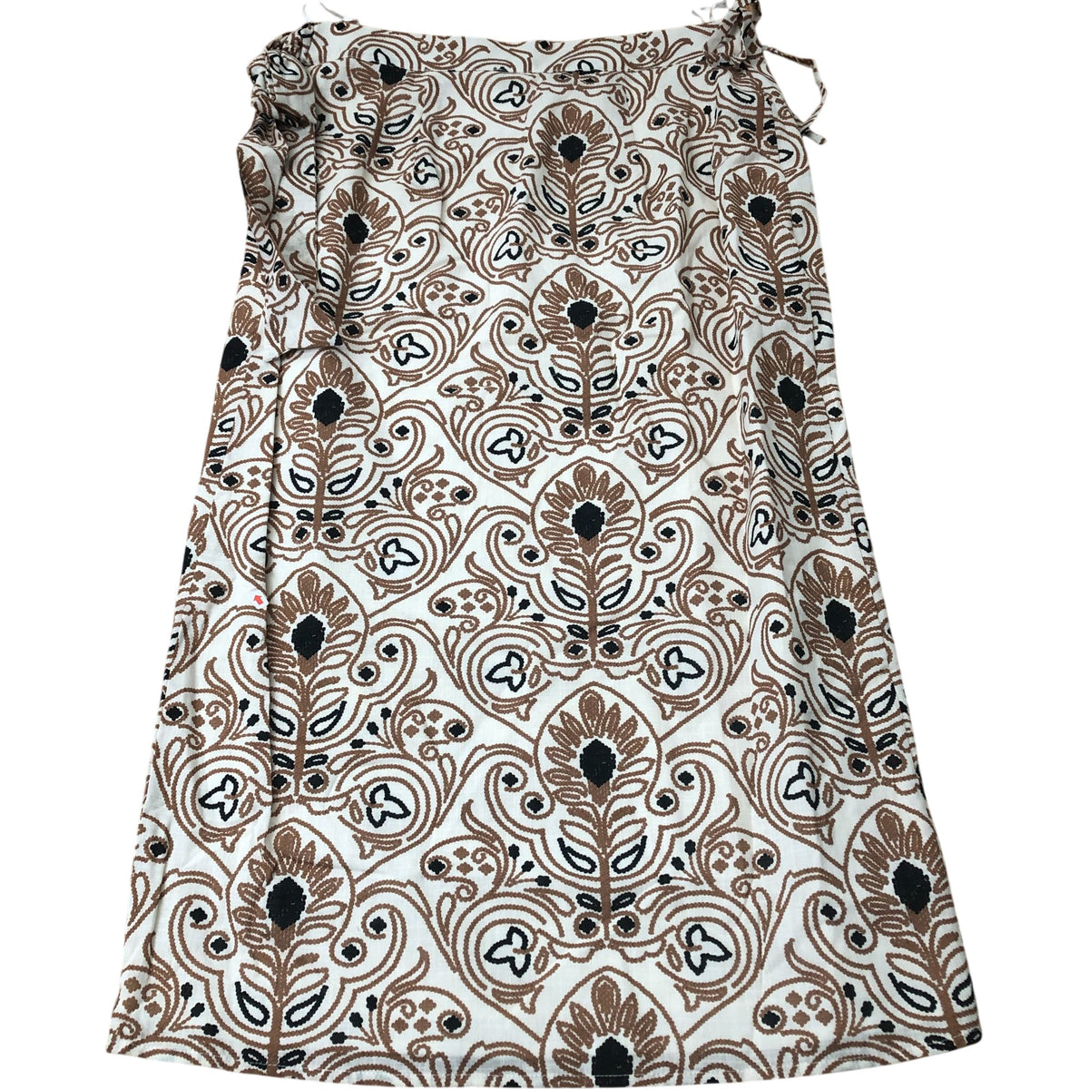 Neutral Print Wrap Midi Skirt Floral Design Cotton Lightweight