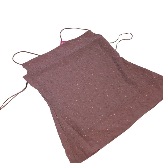 River Island UK8 Women's Pink Spaghetti Strap Tank Top Embellished Design