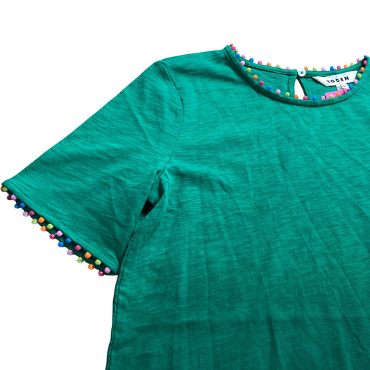 Boden Green Pom Pom Jersey Dress - Size 4