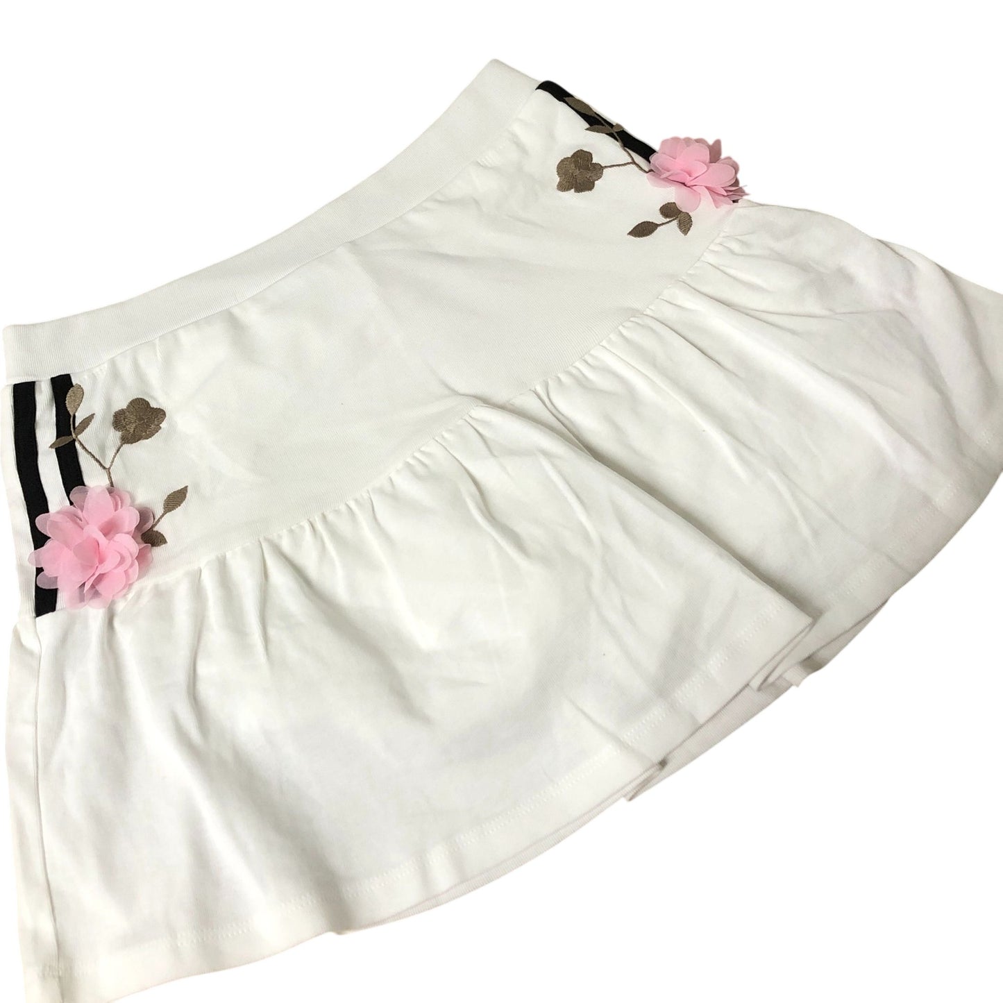 River Island Girls White Skirt Floral Appliqué Cotton 11-12 Years