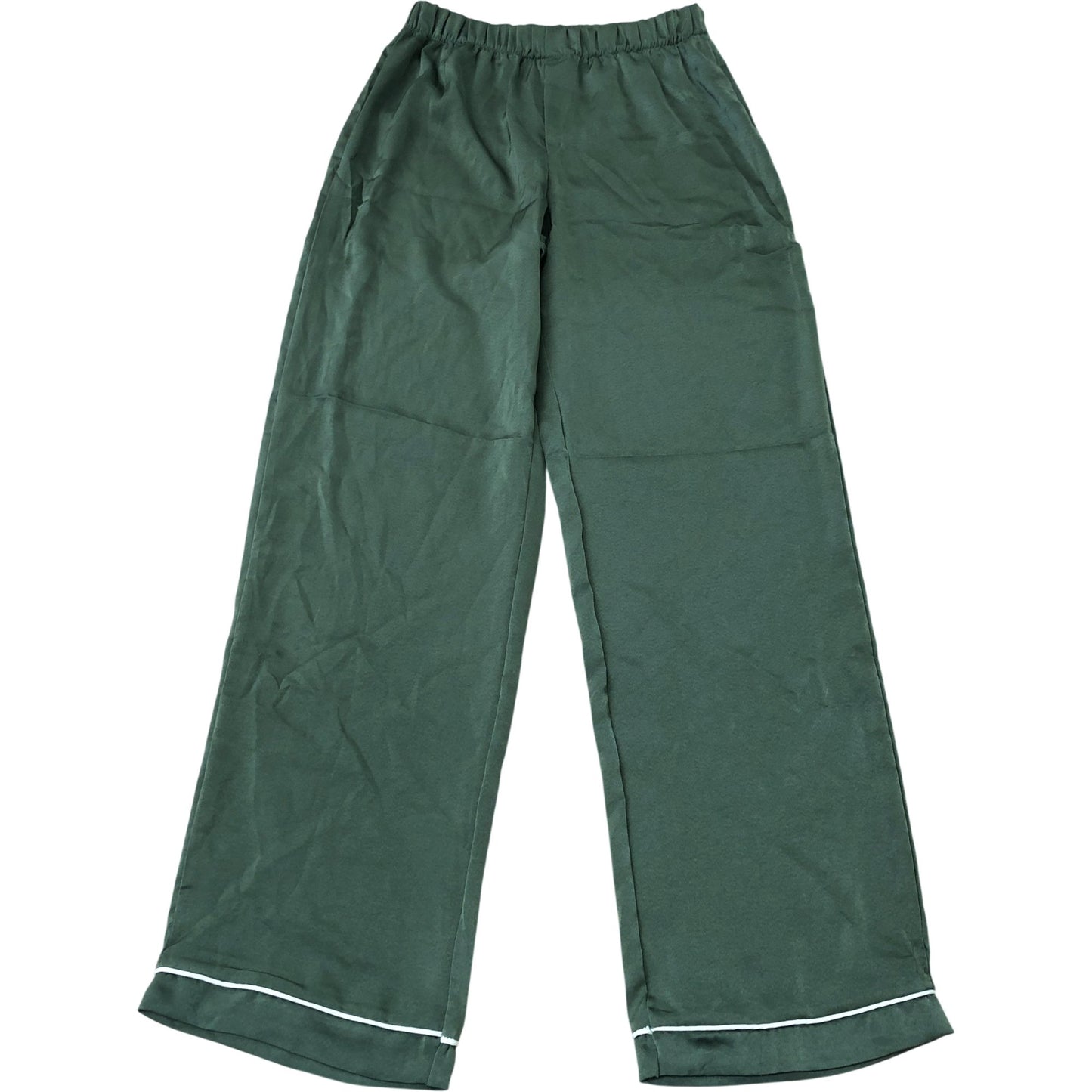 Boohoo Olive Pyjama Set Soft Satin Feel Size 10