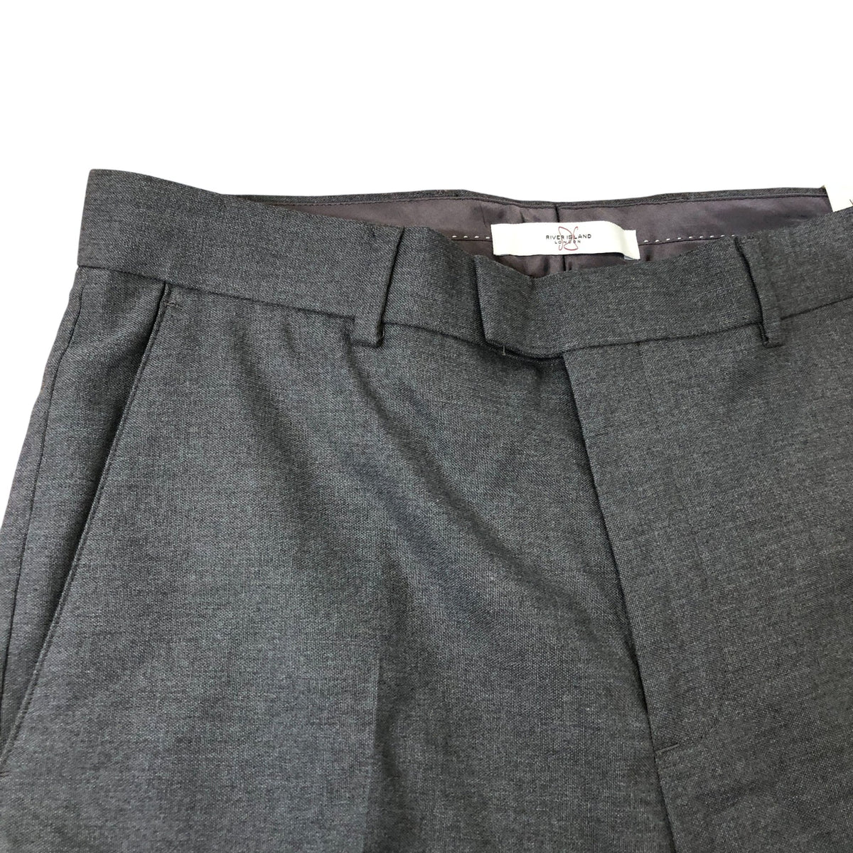 River Island Tailored Fit Trousers W28 L32 Men's Grey Formal Style