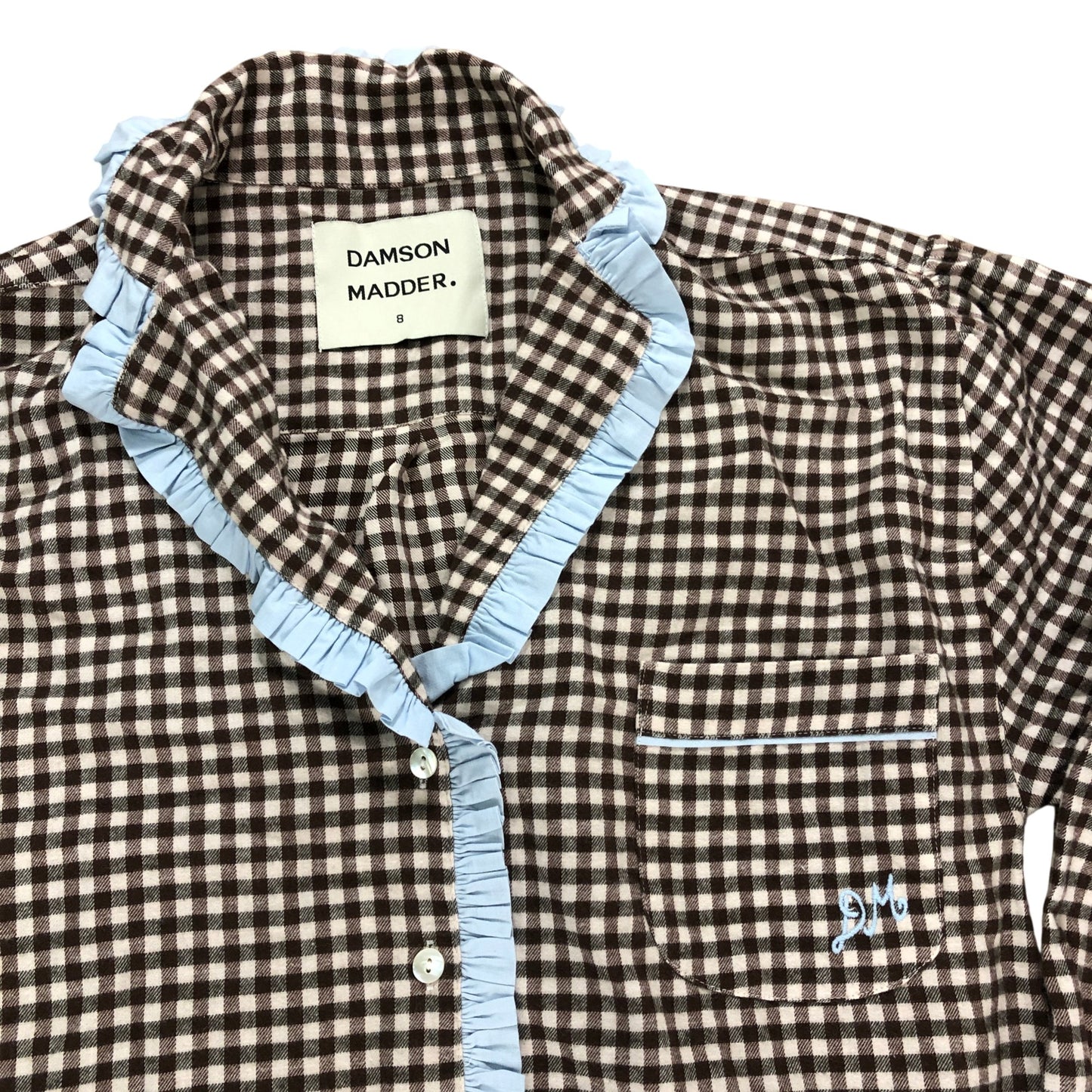 DAMSON MADDER Size 8 Women's Brown Check Nightwear Pajamas Set Cotton