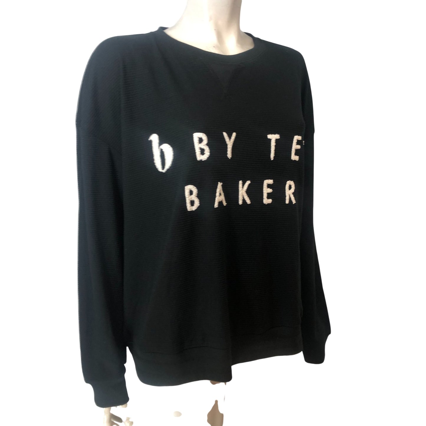B By Ted Baker Women's UK20 Black Waffle Knit Sweater With Statement Design