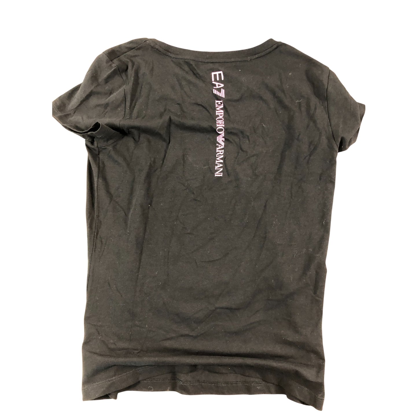 EA7 Emporio Armani Black T-Shirt Size L Women's Casual Cotton Short Sleeve