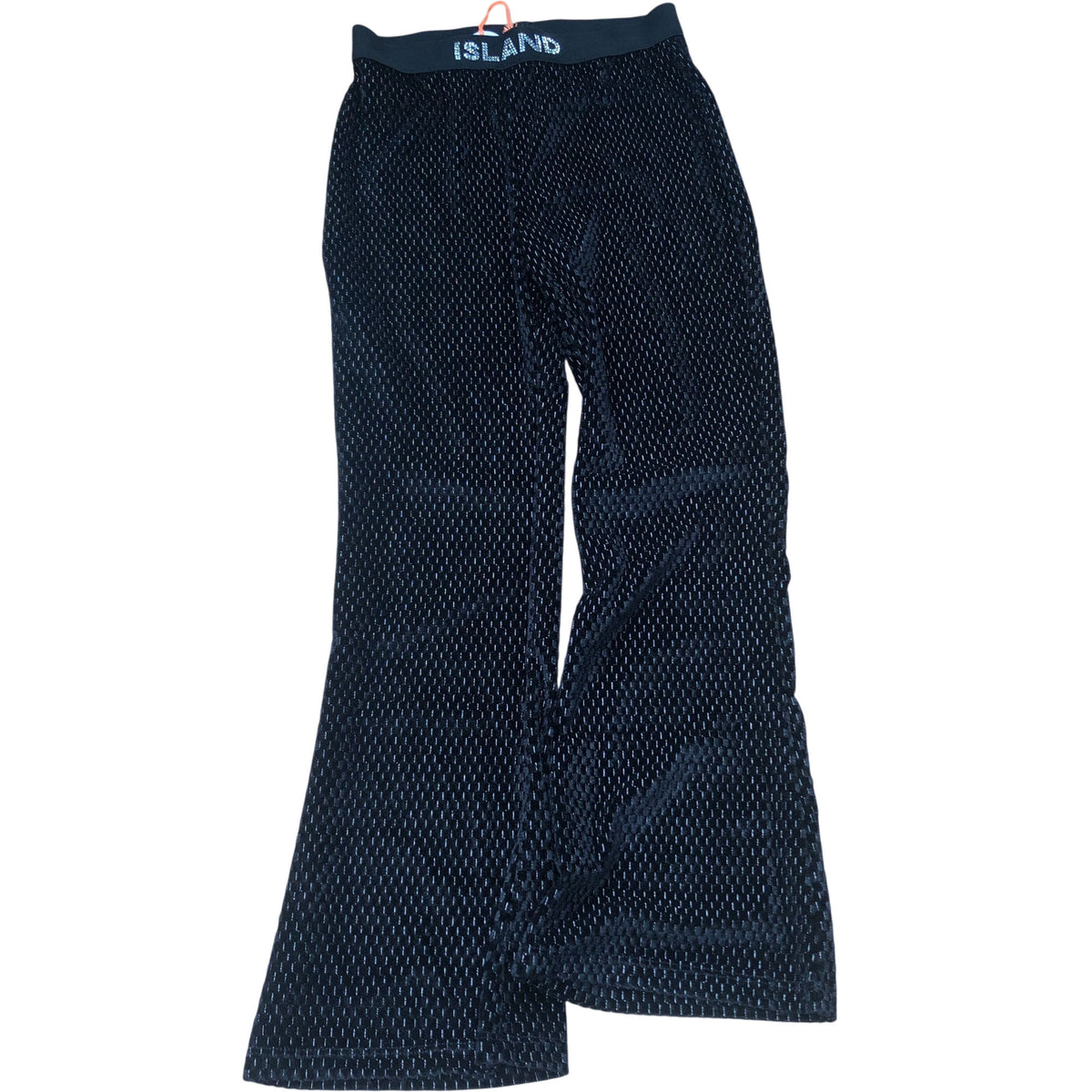 River Island Women Black Flared Jumpsuit Size 7-8 Years Party Velvet Stretch