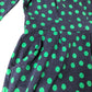 Polka Dot Dress Women's Long Sleeve Navy Green Patterned Cotton Size 6