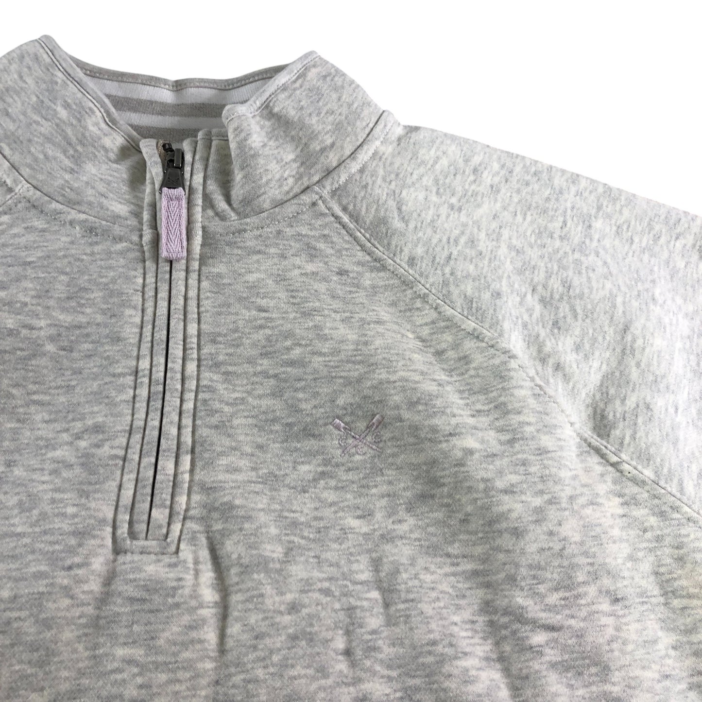 Crew Clothing Company Zip Neck Sweatshirt Size 16 Womens Grey Cotton Blend Top