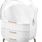 Stylish White Makeup Organizer Cosmetic Storage Box With Two Drawers