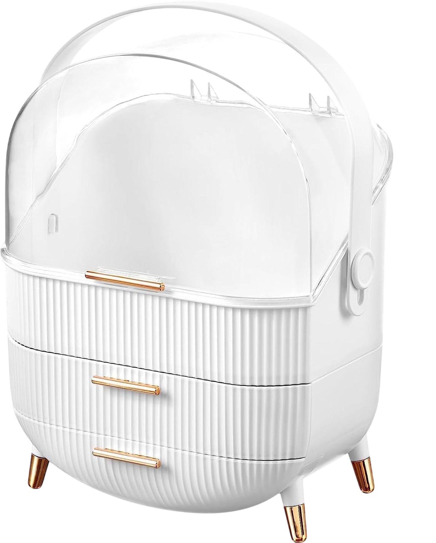 Stylish White Makeup Organizer Cosmetic Storage Box With Two Drawers