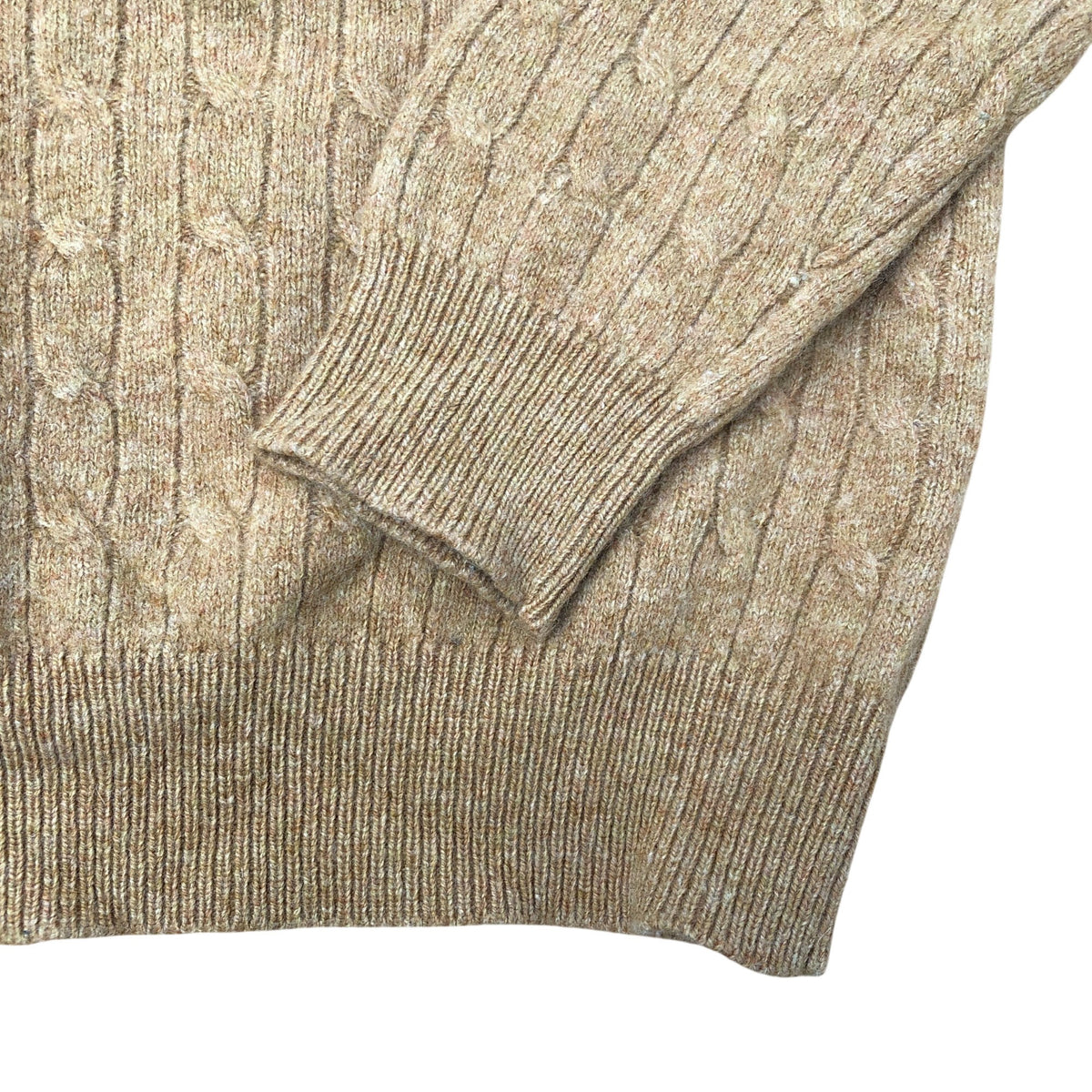 Crew Clothing Company Cable Knit Lambswool Blend Sweater Tan S