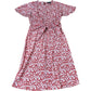 Lauren Ralph Lauren Floral Dress Size 6 Women's Red White Short Sleeve Tie