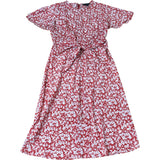 Lauren Ralph Lauren Floral Dress Size 6 Women's Red White Short Sleeve Tie