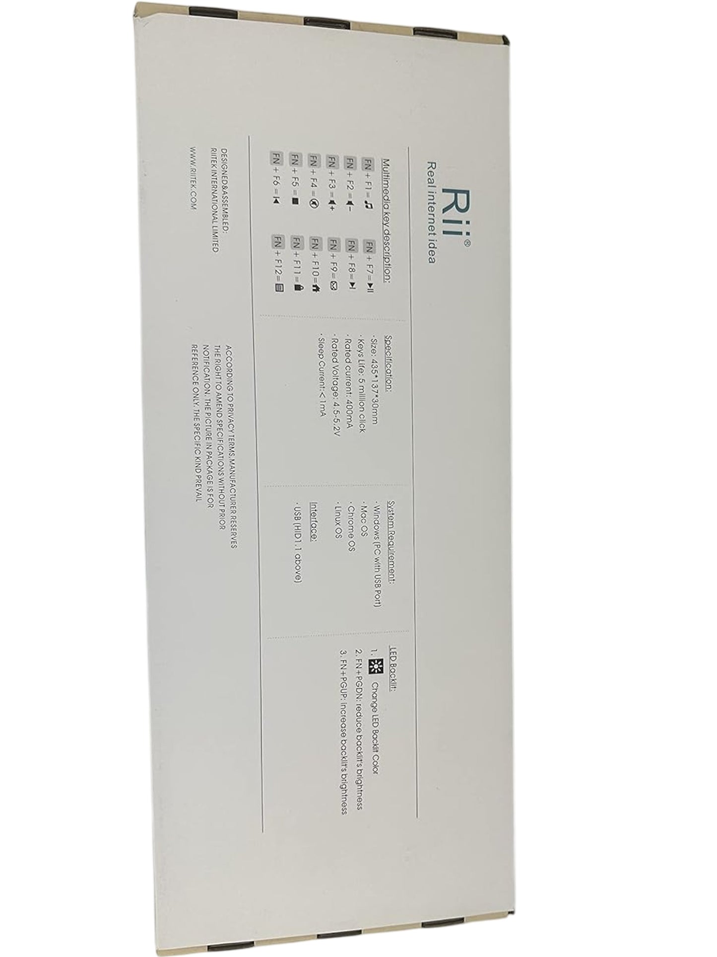 Rii Gaming Keyboard RK100 Light Up Keyboard Mechanical Keyboard Red/Purple/Blue