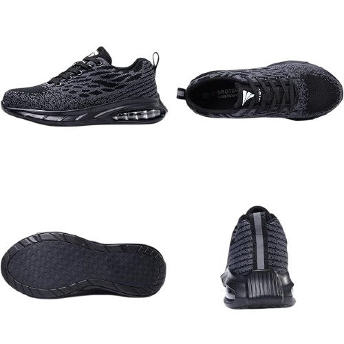Steel Toe Cap Air Cushion Sneakers UK6 Men's Black Lightweight Athletic Shoes