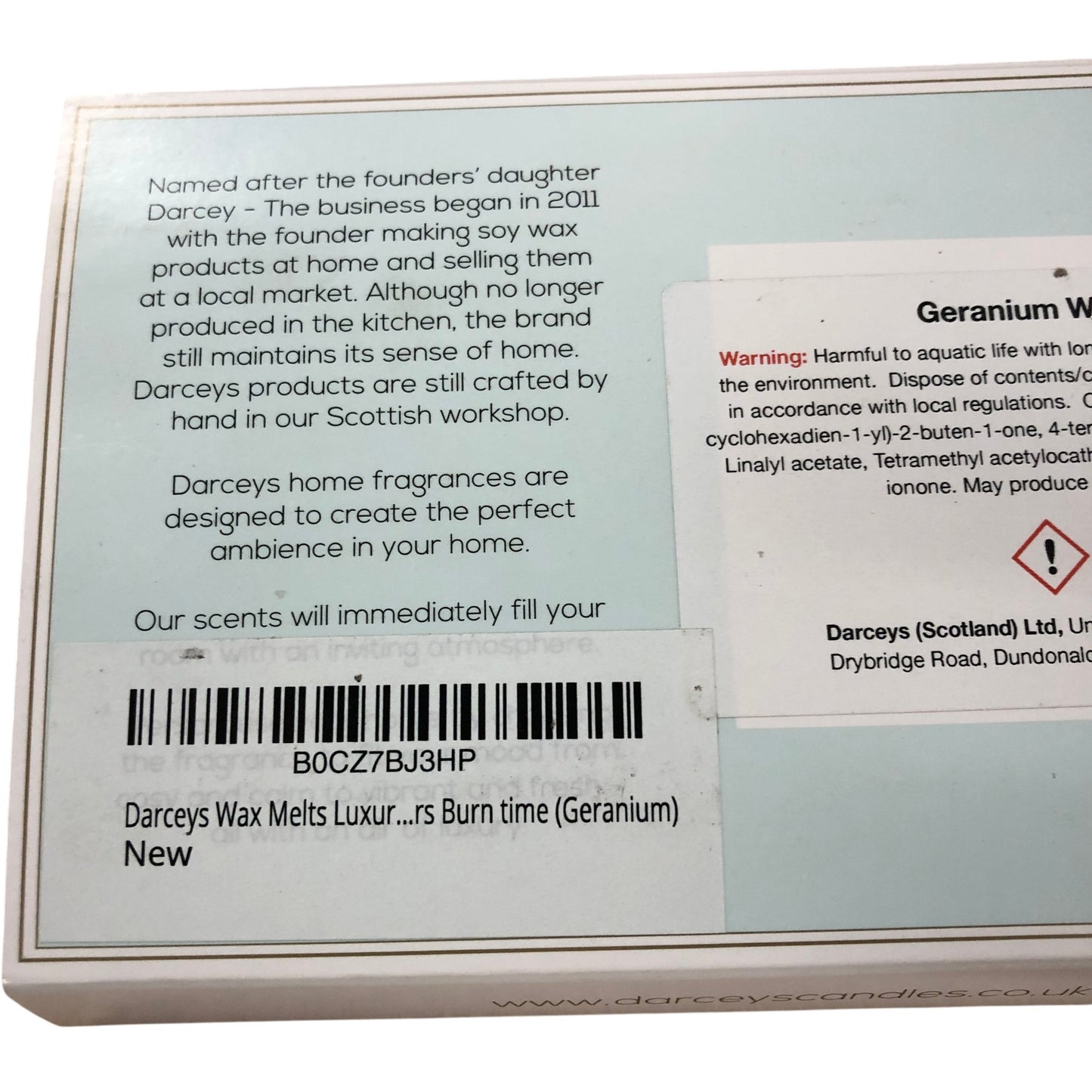 Darceys Geranium Luxury 8 Wax Melts Made In Scotland 100 Grams Home Fragrance