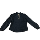 Branded Black Embellished Keyhole Top - Size 8