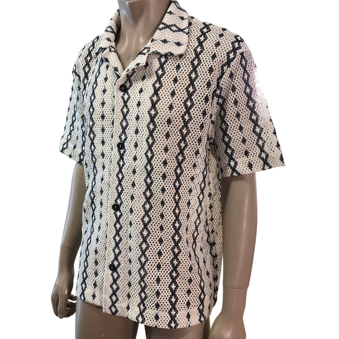RIVER ISLAND Casual Shirt L Men's Short Sleeve Patterned Stylish Top