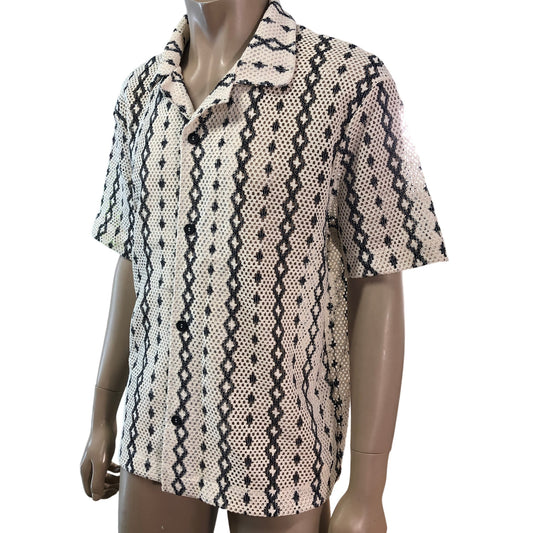 RIVER ISLAND Casual Shirt L Men's Short Sleeve Patterned Stylish Top