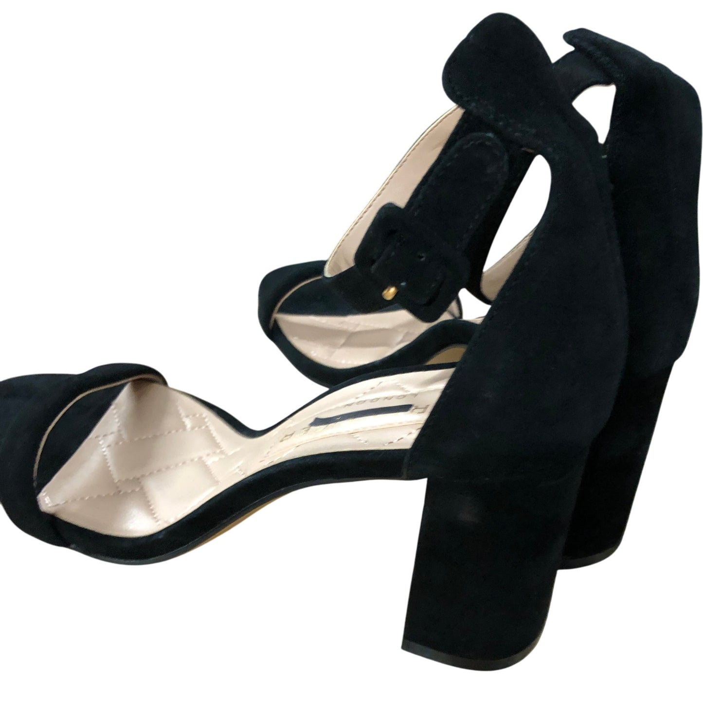 Kurt Geiger London Black Suede Block Heel Sandals Size 7 UK Women's Footwear