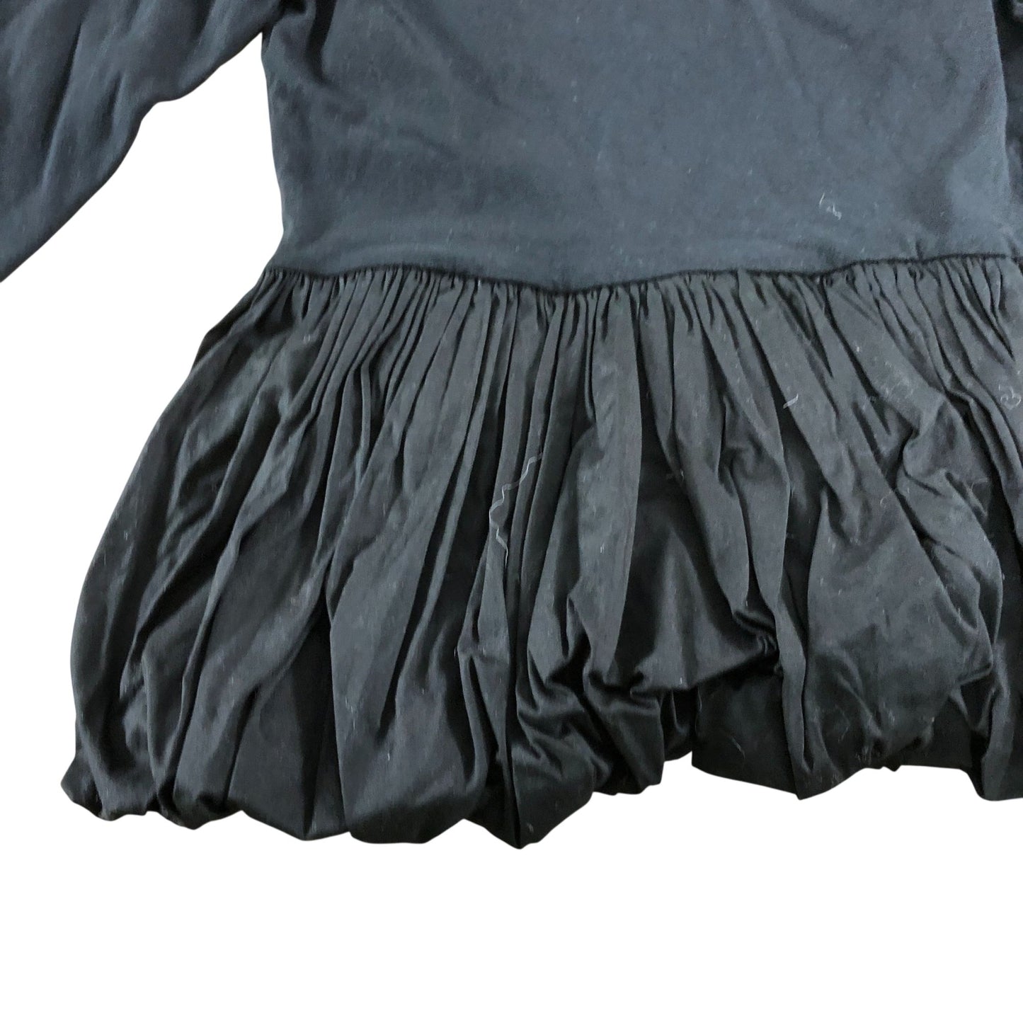 River Island Black Long Sleeve Top UK6 Women's Ruffled Hem Cotton Blend