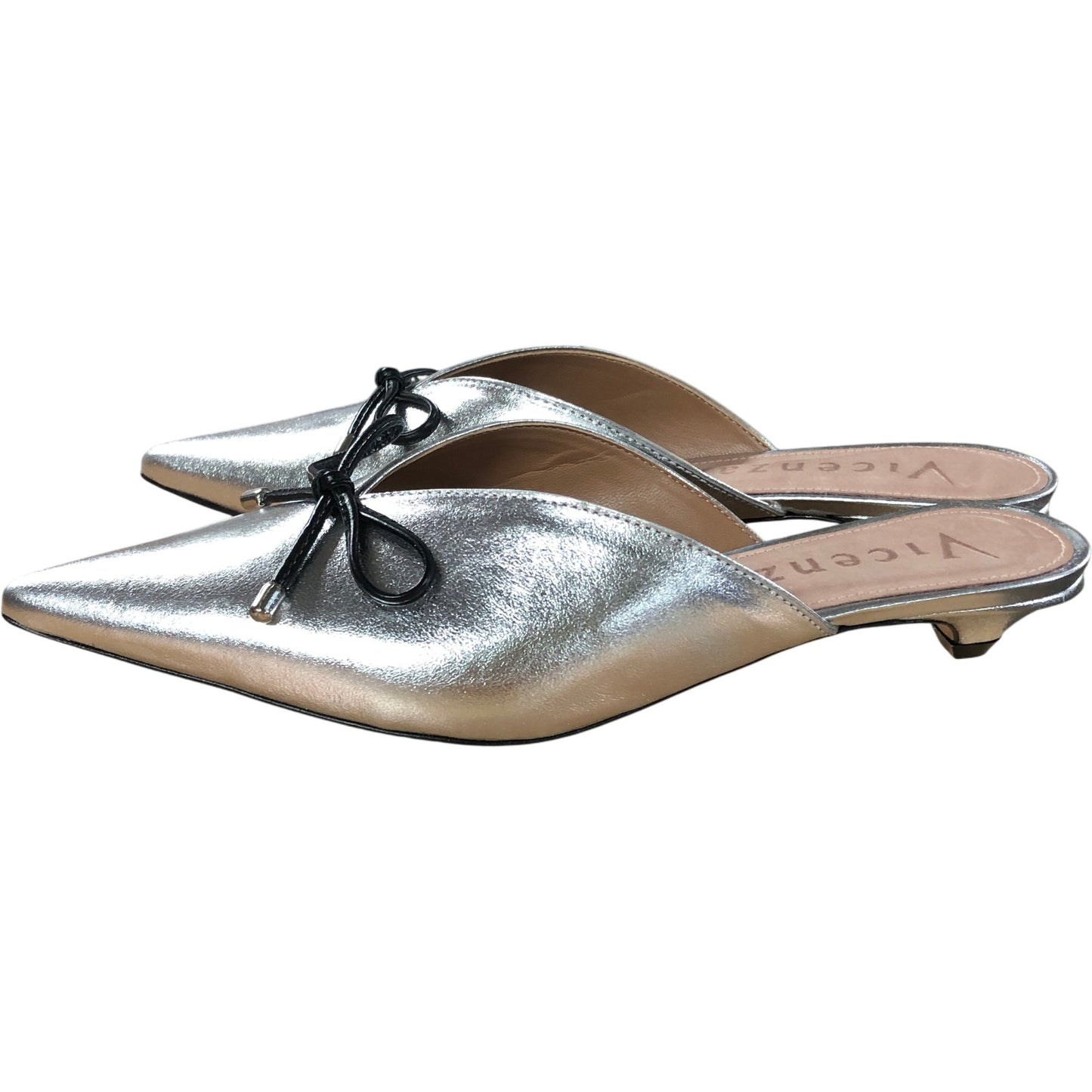 Vicenza Maeve Bow Mules UK5 Women's Silver Pointed Toe Heels
