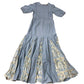 Denim Jacquard Monty Dress Women's Blue Puff Sleeve Size 6