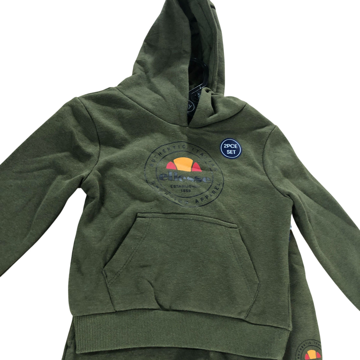 Ellesse 2 Piece Set Hooded Sweatshirt And Joggers Size 2-3Y Olive Green