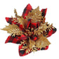 Red Christmas Tartan & Gold Poinsettia Christmas Tree Decorations 24 Pieces