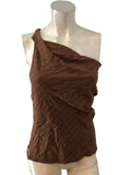 River Island Women's Brown Striped One Shoulder Top Size UK8 Slim Fit
