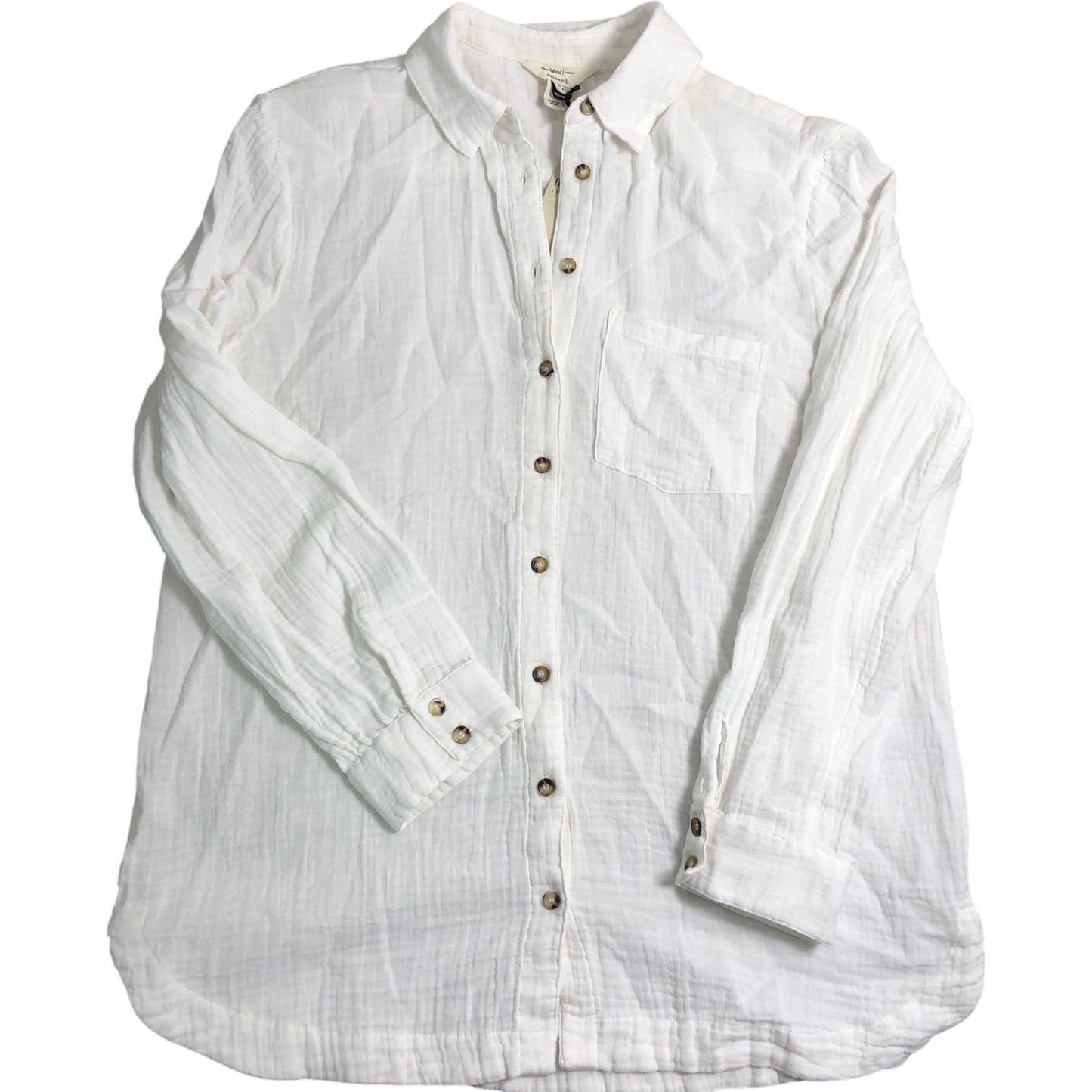 River Island Relaxed Fit Shirt Size 10 Women's White Cotton Button Up Top
